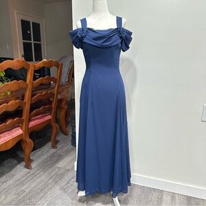 Jessica McClintock Blue Off-Shoulder evening Dress